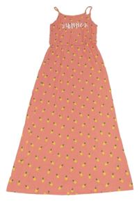 Ružové bavlnené dlhé šaty s ananásmi Pepperts