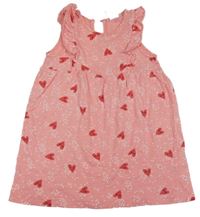 Lososové bavlnené šaty so srdiečkami H&M