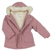 Světlerůžová šusťáková zimní parka s kapucí Primark