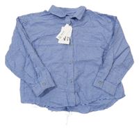 Nové - Modro-bílá kostkovaná crop halenka Zara
