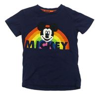 Tmavomodré melírované tričko s Mickey zn. Next