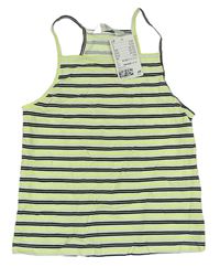 Smetanovo-limetkovo-čierny pruhovaný crop top H&M