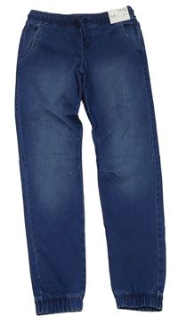 Modré cuff slim teplákové rifle Denim Co.