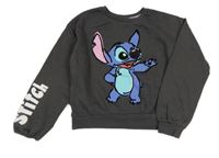 Tmavošed ácrop mikina se Stitchem PRIMARK