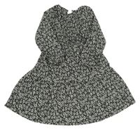 Černo-bílé květované mačkané šaty RIVER ISLAND