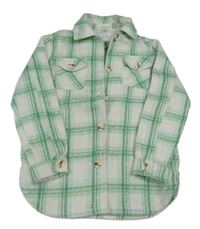 Bielo-zelená kockovaná vlnená košeľová bunda PRIMARK