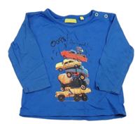 Cobaltovoě modré tričko s autami a stavebními stroji LEMON BERET