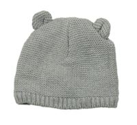 Šedá melírovaná pletená čepice s oušky C&A