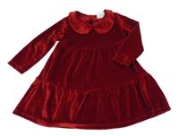 Bordó sametové šaty s límečkem F&F