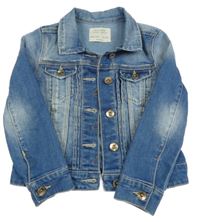 Modrá tepláková riflová crop bunda s límečkem s hvězdičkou z kamínků Zara