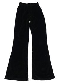 Černé žebrované flare sametové kalhoty 
