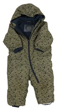 Khaki vzorovaná šusťáková zimní kombinéza s kapucí lupilu