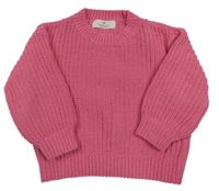 Ružový rebrovaný žinylkový oversize sveter H&M