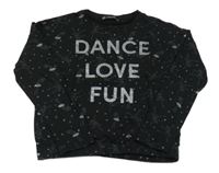 Černé crop triko s baletkami a stříbrnými nápisy TERRANOVA