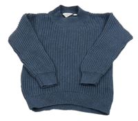 Tmavomodrý rebrovaný sveter Sense Organics