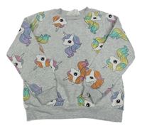 Sivá melírovaná mikina s jednorožcami H&M