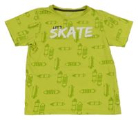 Limetkové tričko so skateboardmi  a nápisom YIGGA