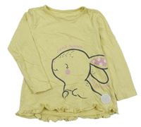 Žluté puntíkaté triko s králíčkem a volánkem St. Bernard