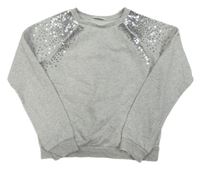 Svetlosivá melírovaná mikina s flitrami H&M