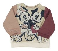 Smetanovo-pudrovo-mahagónovoá mikina s Minnie a Mickey C&A