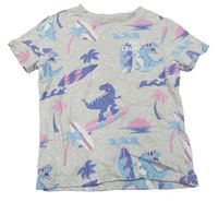 Sivé tričko s dinosaurami F&F