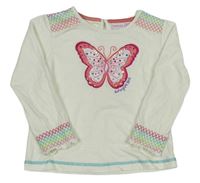 Krémové tričko s motýlom s kamienkami a výšivkami Debenhams