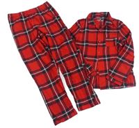 Červeno-černo-bílé kostkované flanelové pyžamo Primark