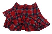 Červeno-tmavomodro-tmavozelená kockovaná trblietavá vrstvená sukňa zn. H&M