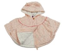 Ružové minky zateplené pončo s kapucňou s uškami Orchestra