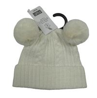 Nové - Smetanová pletená čepice s bambulemi F&F