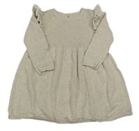 Béžové svetrové šaty s perforovaným vzorom a volánikmi Matalan