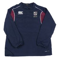 Tmavomodro-vínová šušťáková športová funkčná bunda s výšivkou Canterbury