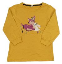 Okrová tepláková tunika so srnkou a králikom Kiki&Koko