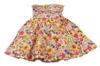 Bielo-ružovo-žlté kvetované prepínaci šaty s golierikom F&F