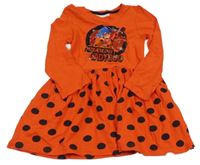 Červené bavlnené šaty s Kouzelnou Lienkou a bodkami