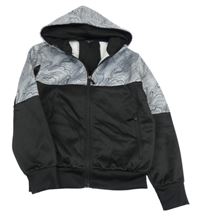 Čierno-sivá prepínaci mikina so vzorom a kapucňou