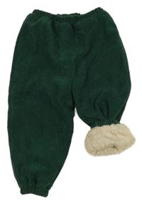 Tmavozelené rebrované zateplené cuff nohavice Shein