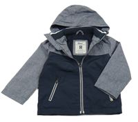 Tmavomodro-melírovaná šušťáková jarná bunda s kapucňou Rebel