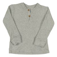 Sivé melírované rebrované úpletové tričko s gombíkmi George