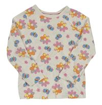 Smotanové kvetované tričko s motýly George