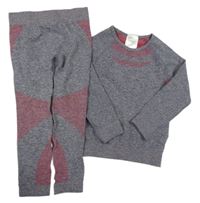 2set - Tmavomodré melírované spodní funkční triko + kalhoty Lupilu