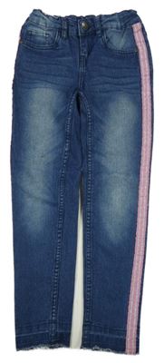 Tmavomodré skinny rifle s pruhmi Y.F.K.