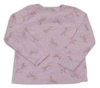 Růžové plyšové pyžamové triko s jednorožci Primark