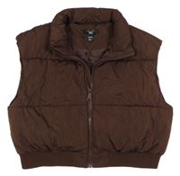 Hnědá šusťáková zateplená crop vesta New Look