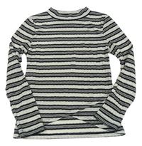 Čierno-sivé pruhované pletené tričko C&A