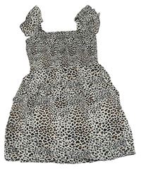 Bielo-čierno-hnedé leopardí ľahké šaty Primark