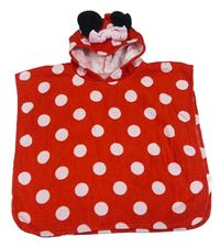 Červené bodkovaná é froté osuškové pončo s kapucí - Minnie George