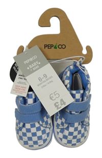 Nové - modro-bílé kostkované plátěné capáčky Pep&Co