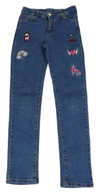 Modré skinny rifle s obrázky 