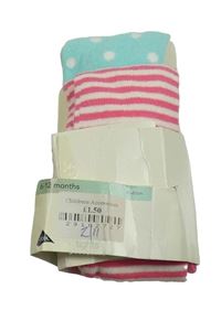 Nové - 2x punčocháče - modré puntíkaté + bílo-růžové pruhované George